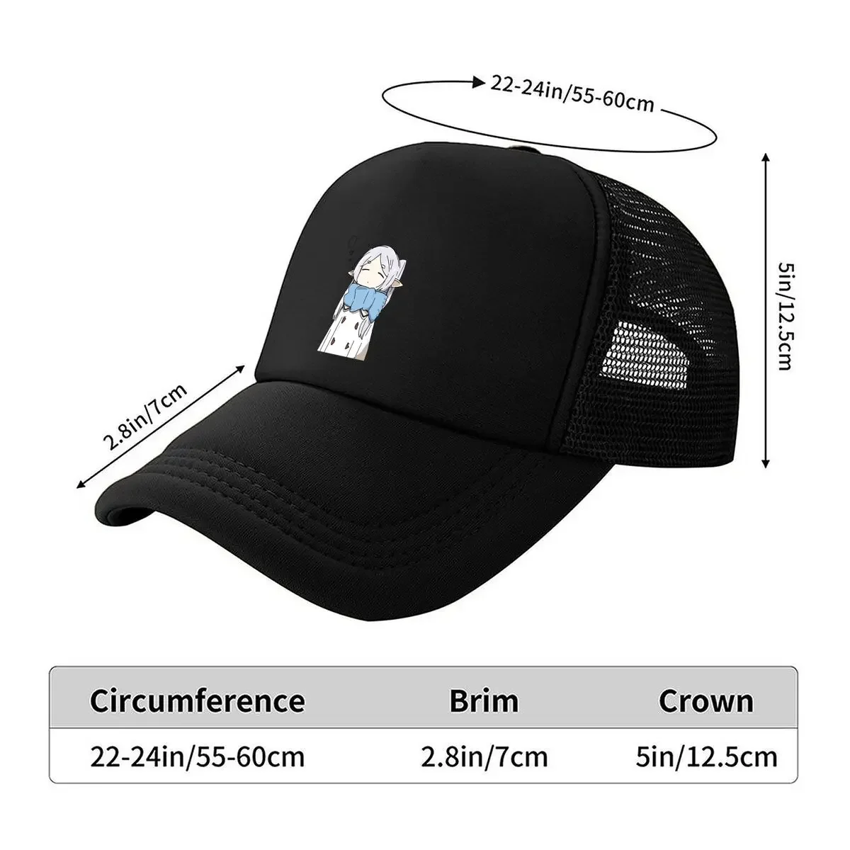 New Frieren Sticker Mesh Baseball Cap