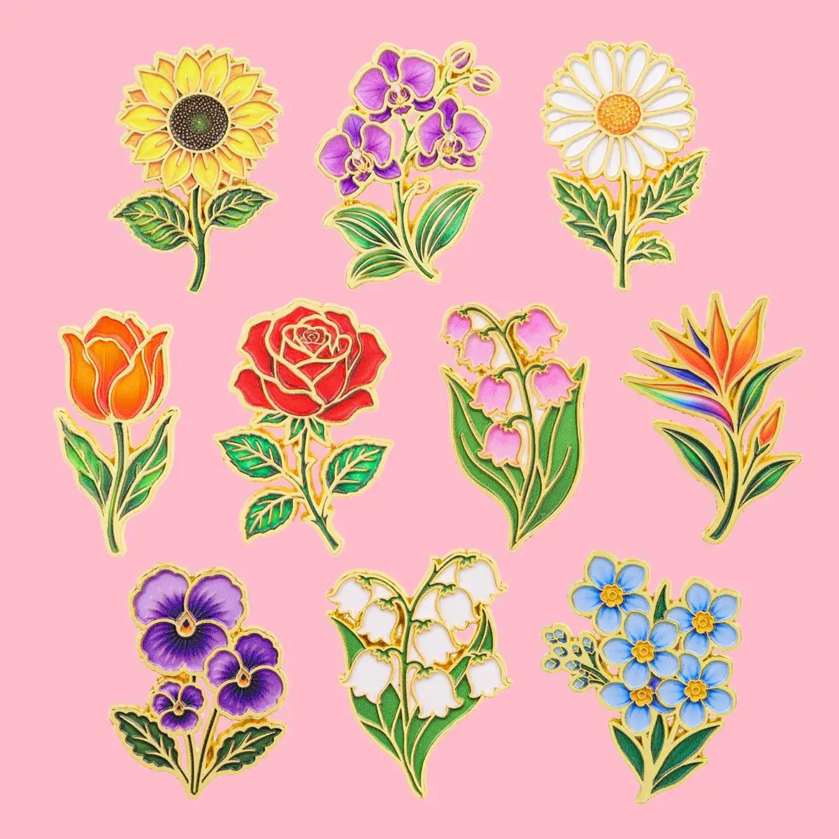 Botanical Flower Metal Enamel Pins Pansy Paradise Brooches Badge on Backpack Clothing Accessories Jewelry Gift for Nature Lovers