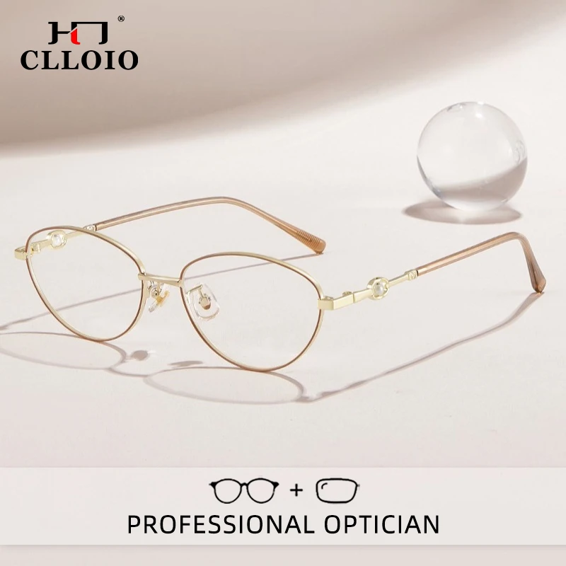 

CLLOIO Versatile Fashion Casual Style Reading Glasses Anti Blue Light Alloy Oval Myopia Glasses Progressive Prescription Eyewear