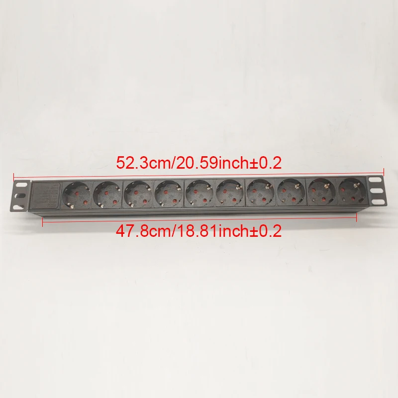 1U PDU Metal Power Strip 250V 16A 10Ways EU Outlets for Server Rack Mount Extension Socket Without wires and plugs