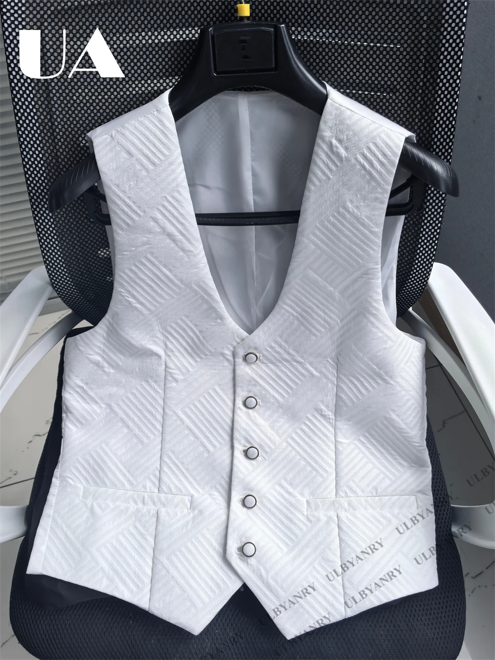 24 Hours Ship Men's Jacquard 3 Piece Suit Slim Fit One Button Jacket with Matching Waistcoat & Black Pants S-3XL Wedding Suits
