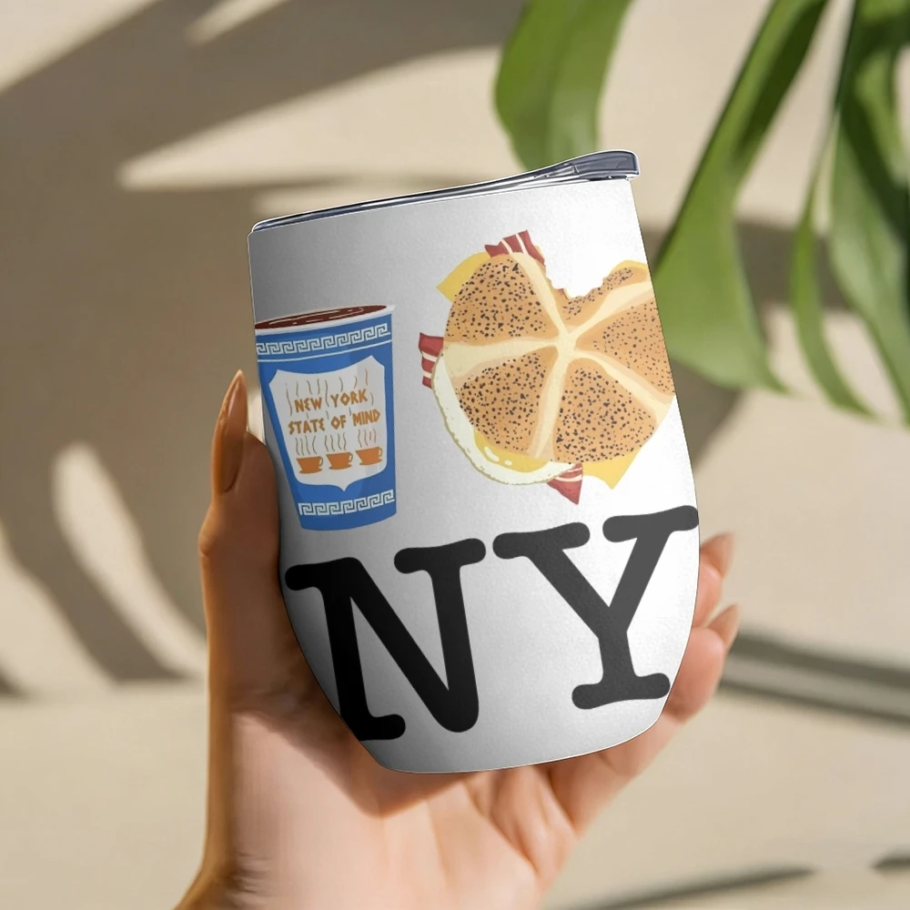 Ich liebe New York Vakuum-Thermosflaschen 12oz Isolierter Weinbecher Vakuum-Kaffeebecher Eierförmiger Thermobecher