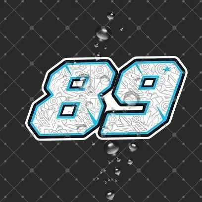 1개 독특한 파란색 '89' 숫자 스티커, 자전거 헬멧, 기타 케이스, 메신저 백에 적합, 활기찬 분위기 표현