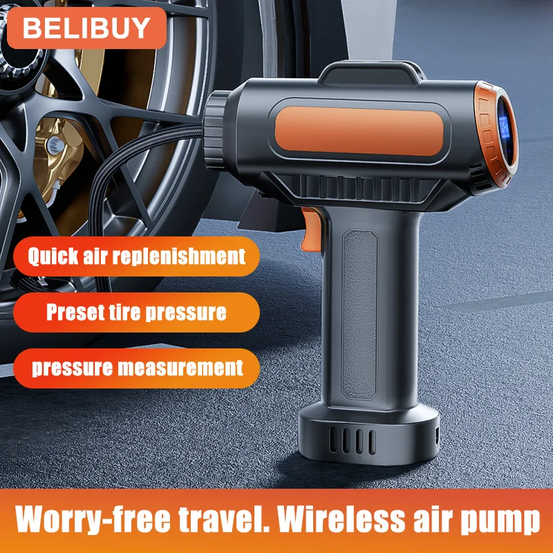 BELIBUY Wireless Car Air Pump Electric Tire Inflator Pump for Motorcycle Bicycle Boat AUTO Tyre Ball Inflatable Automotive tools