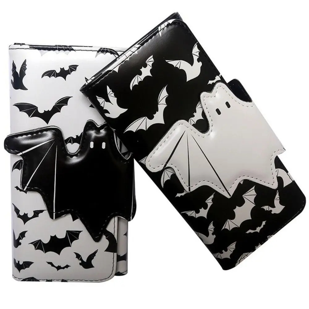 Multi-Functional Bat Ghost Print Wallet Large Capacity Long Strap Foldable Coin Purse Portable Buckle Design view 4