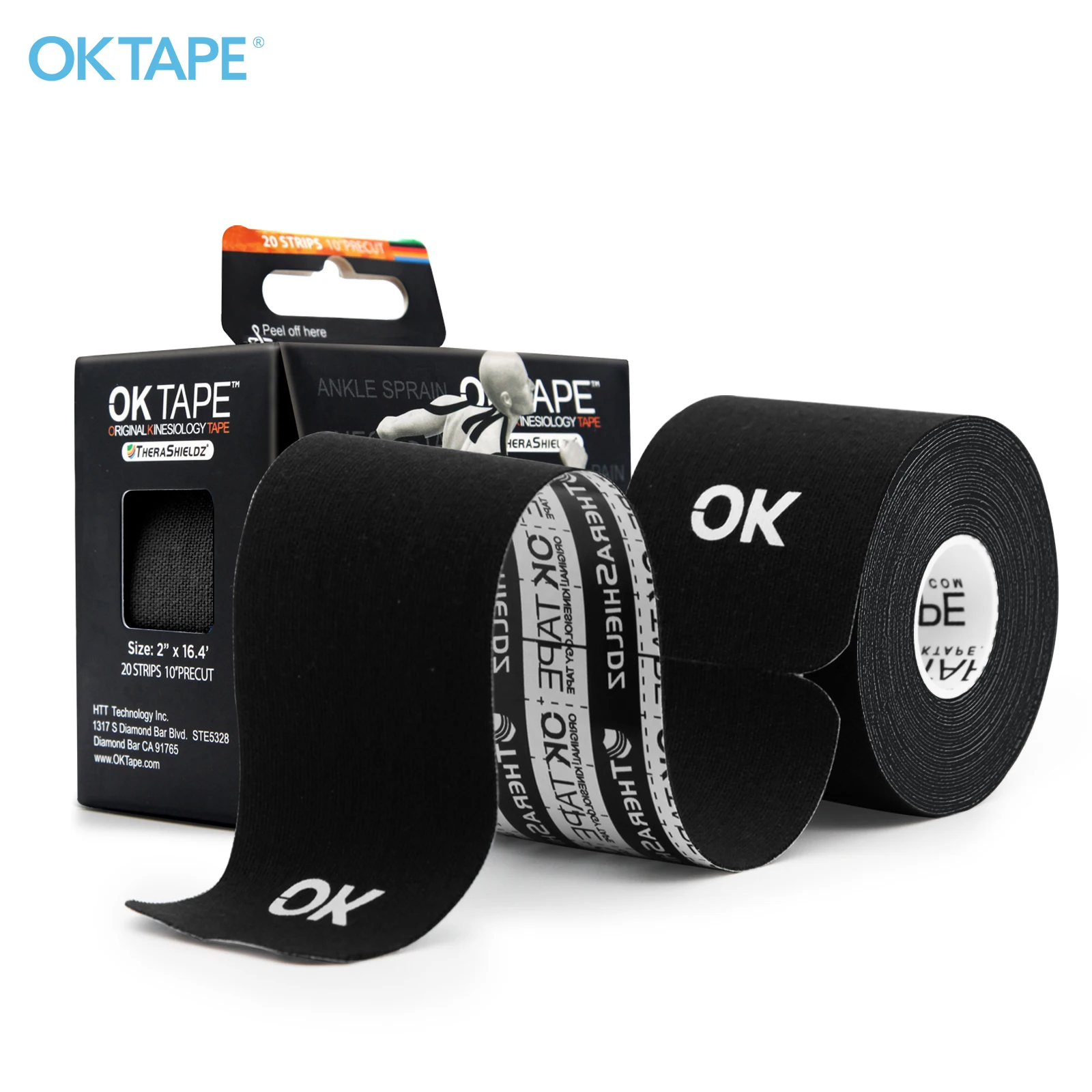 OK TAPE Taśma kinezjologiczna 5CM X 5M Precut, 20 pasków, elastyczny bandaż sportowy bez lateksu, siłownia Fitness kostka kolano palec ramię