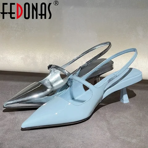 Женские туфли-лодочки с ремешком на пятке FEDONAS, р.34-43, цвета в ассортименте