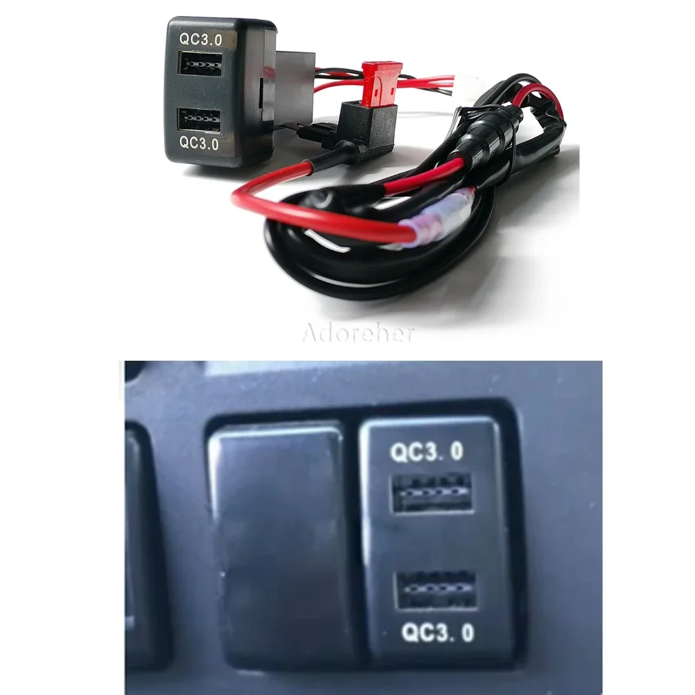 Retrofitted Car QC3.0 Car Phone Charger USB QC3.0 Charger Dual Socket Plug Used For Isuzu 700P KV100 KV600