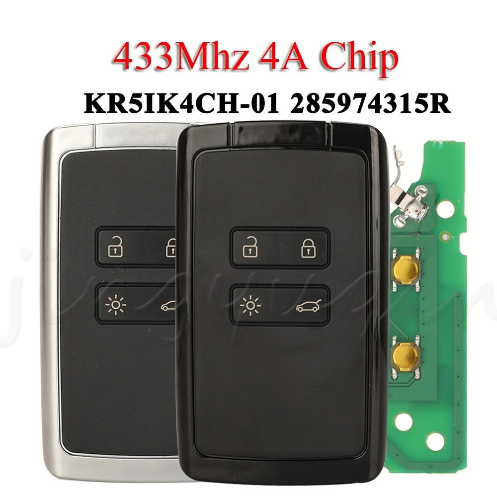 

KR5IK4CH-01 285974315R Smart Remote Car Key Fob 434MHz 4A For Renault Captur Megane Clio Zoe Escpace Koleos Talisman 2018-2024