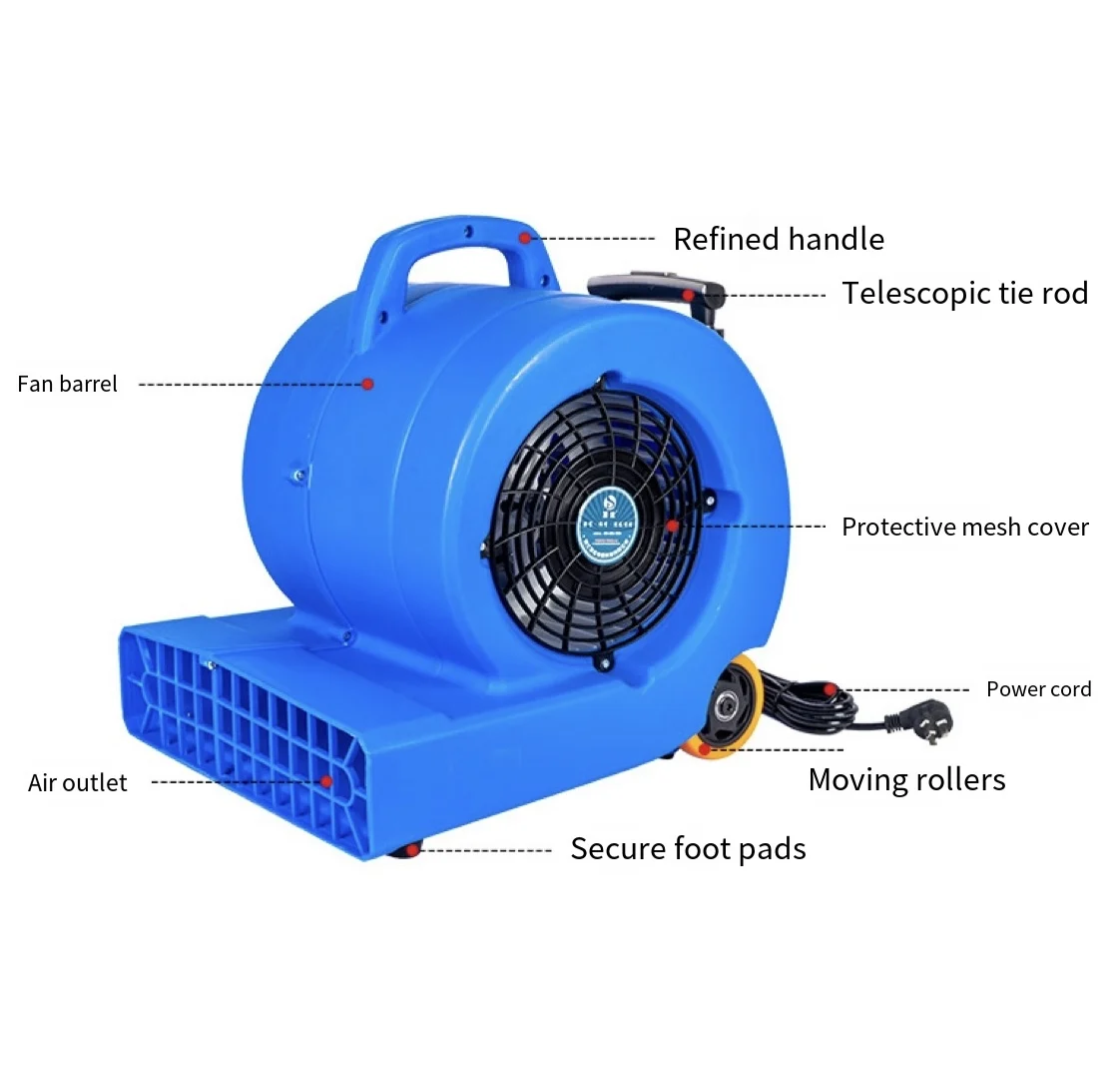 2025Mobile Carpet Floor Blow Dryer Hotel Shopping Mall Powerful Floor Blowing MachineCommercial Toilet Dehumidification Blower