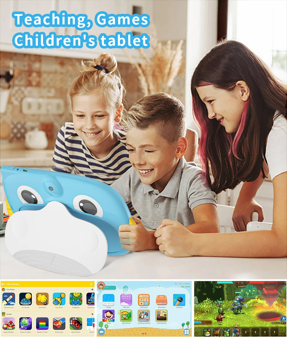 Sauenaneo 7.0-Inch Kindertablet Android 13 Quad Core 4Gb + 64Gb Ingebouwde Kindersoftware Geïnstalleerd