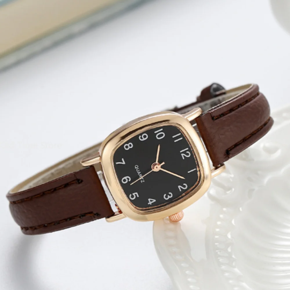 Women\'s Simple Vintage Watches Retro Brown Dial Wristwatch Leather Strap Wrist Watch High Quality Ladies Casual Bracelet Relojes