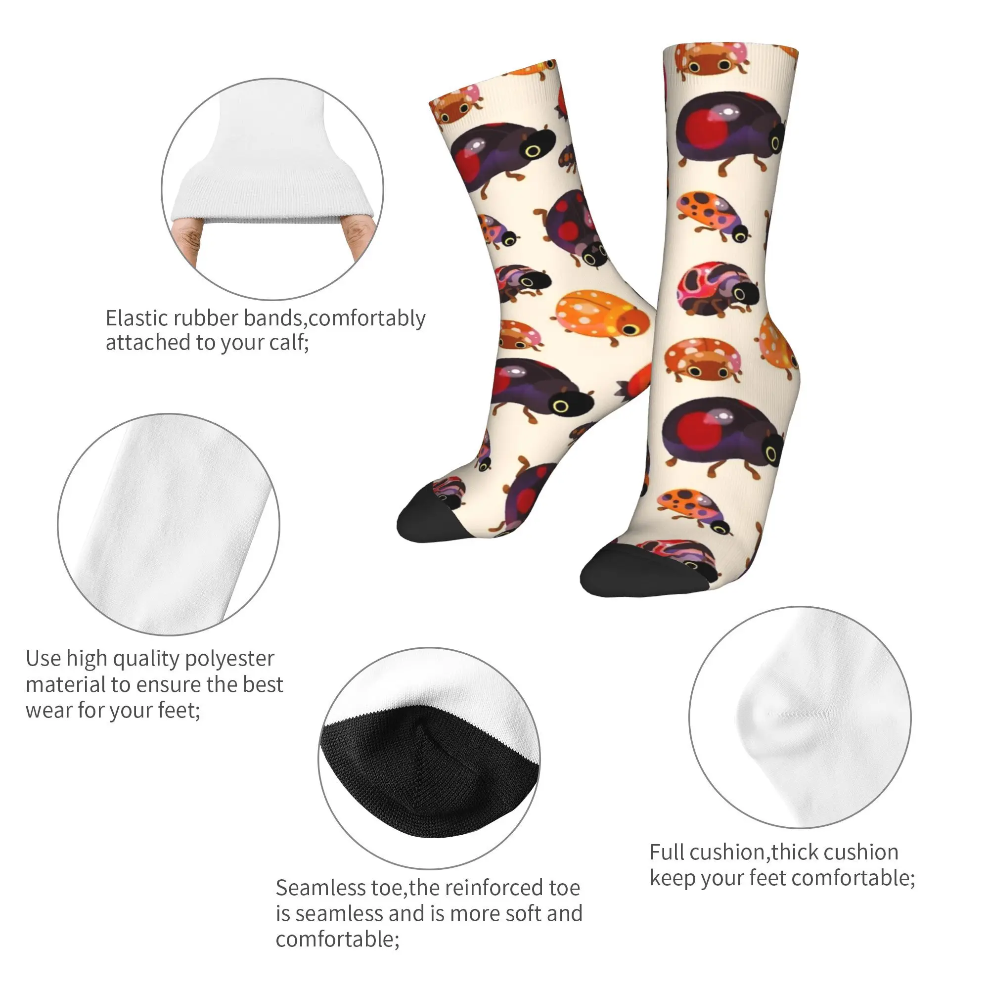 Lady beetles Insects Socks  Non-Slip Stockings Men Breathable Running Sports Socks Winter Gothic Design Socks