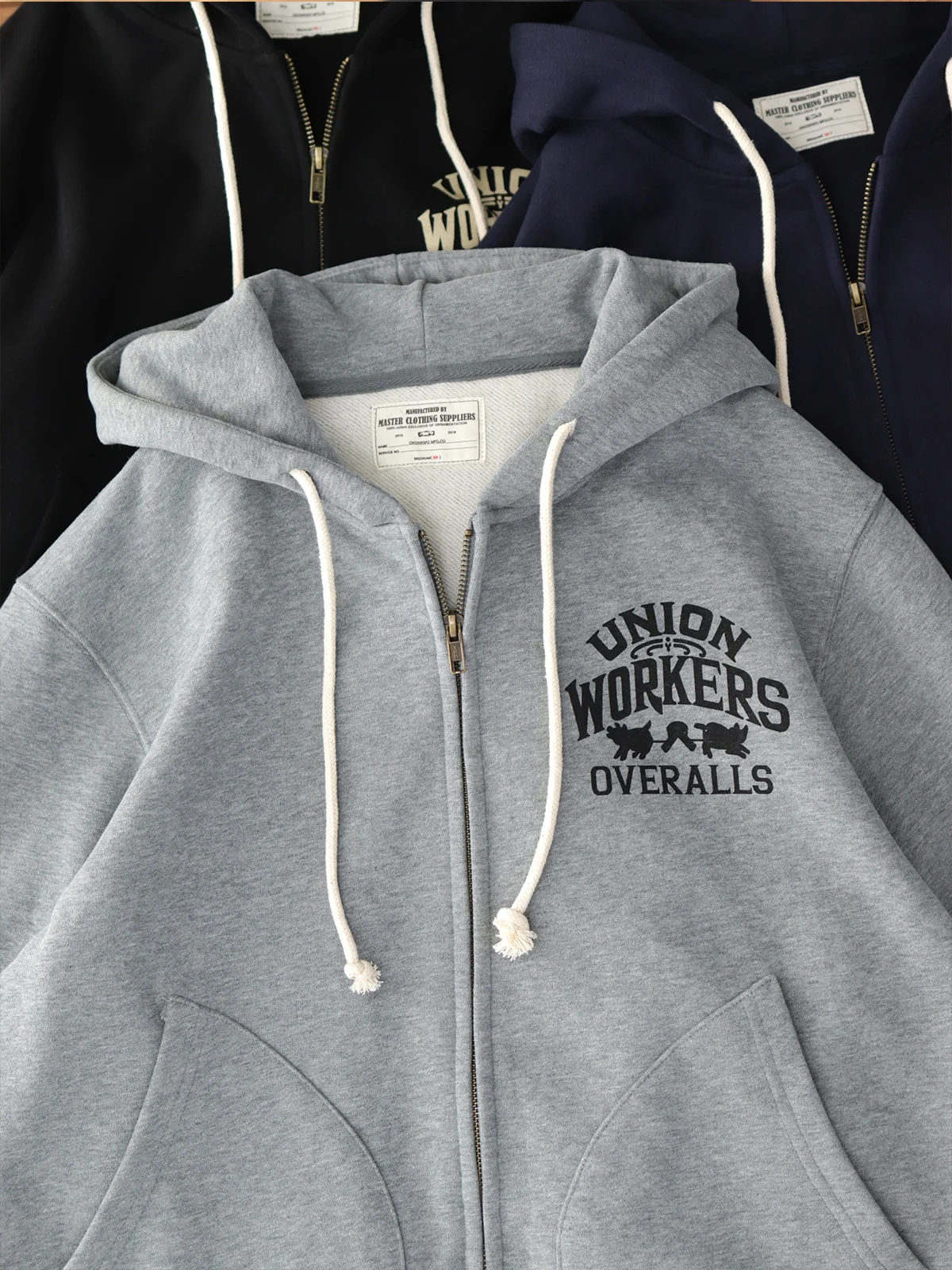 

Heavyweight Cotton Zipper Hoodie American Retro Thiened Men's Sweatirt Jaet Youth ular Printed Casual Outerwear