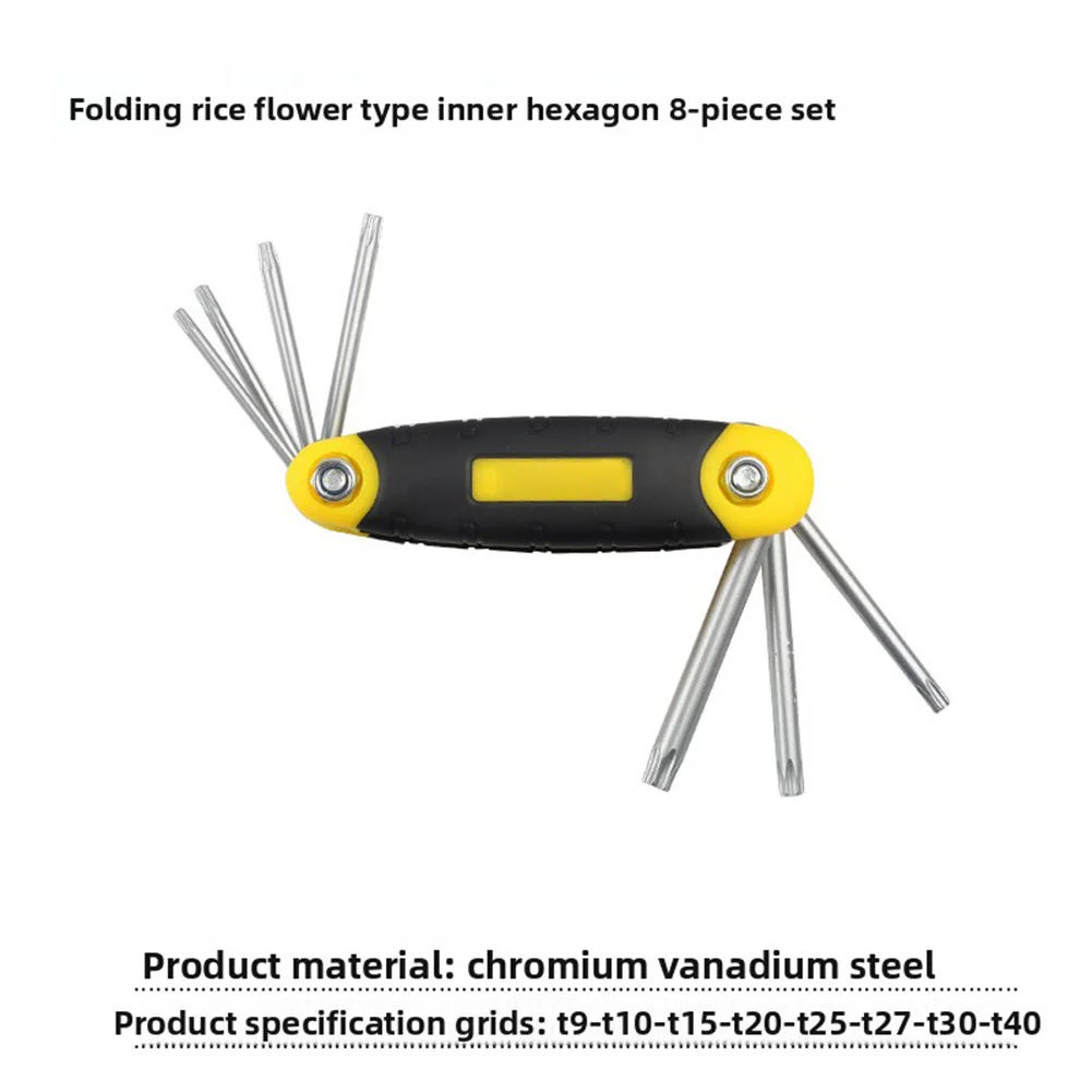 8-In-1 Folding L Wrench Set Portable Internal Hexagon/Special-shape Wrench Kit 1.5mm-8mm Hand Tools Replacement For Repair Parts