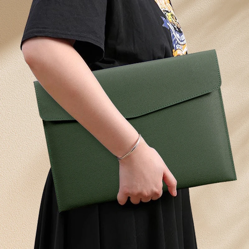 Skórzana teczka na dokumenty A4 o dużej pojemności Torba na dokumenty biurowe Torba na dokumenty Bill Data Contract Bag Prosta, modna teczka