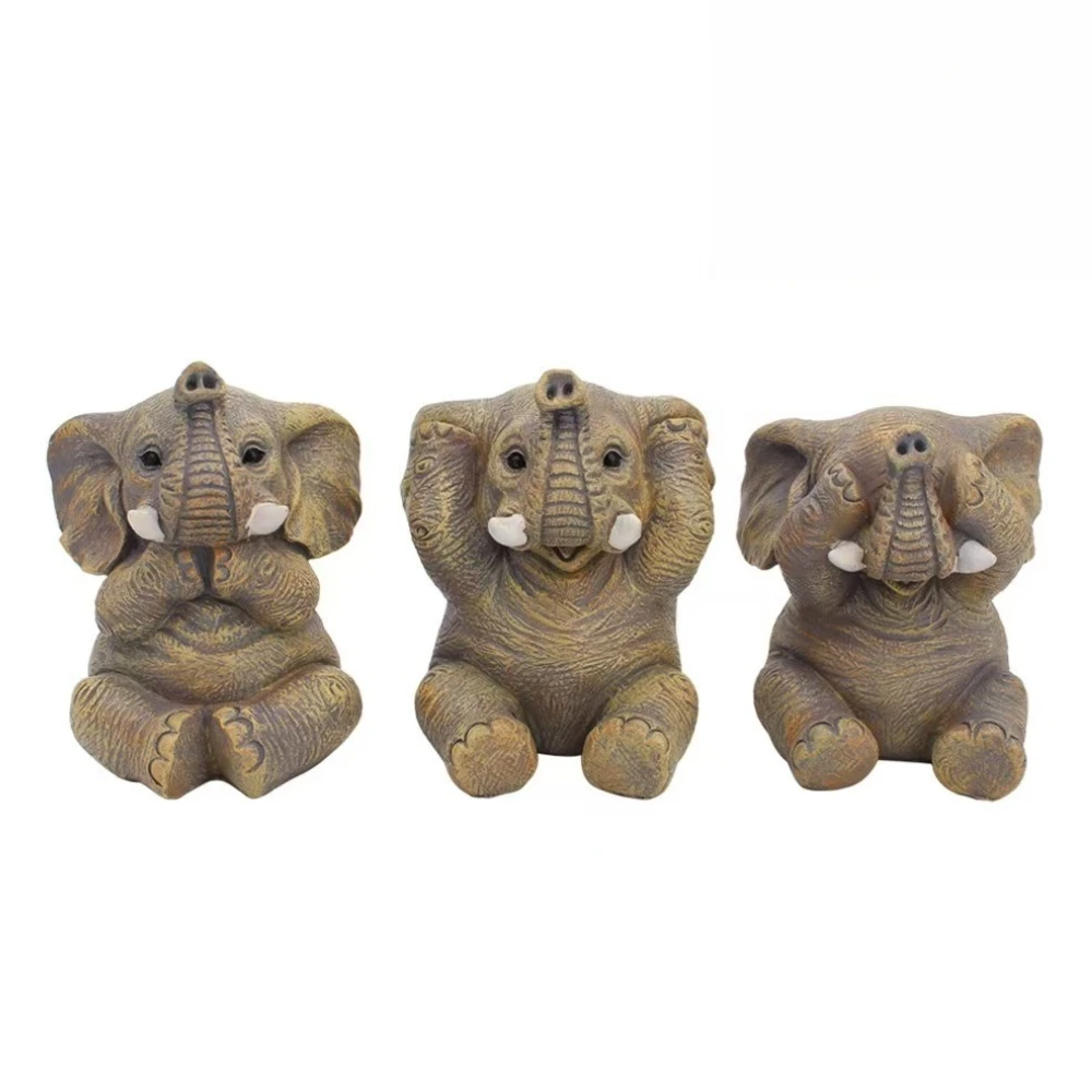 

Смола NO Listen Say See, набор из 3-х предметов для рукоделия, дома, гостиной, рабочего стола, украшение в виде животного, сидящий слон, орнамент ручной работы