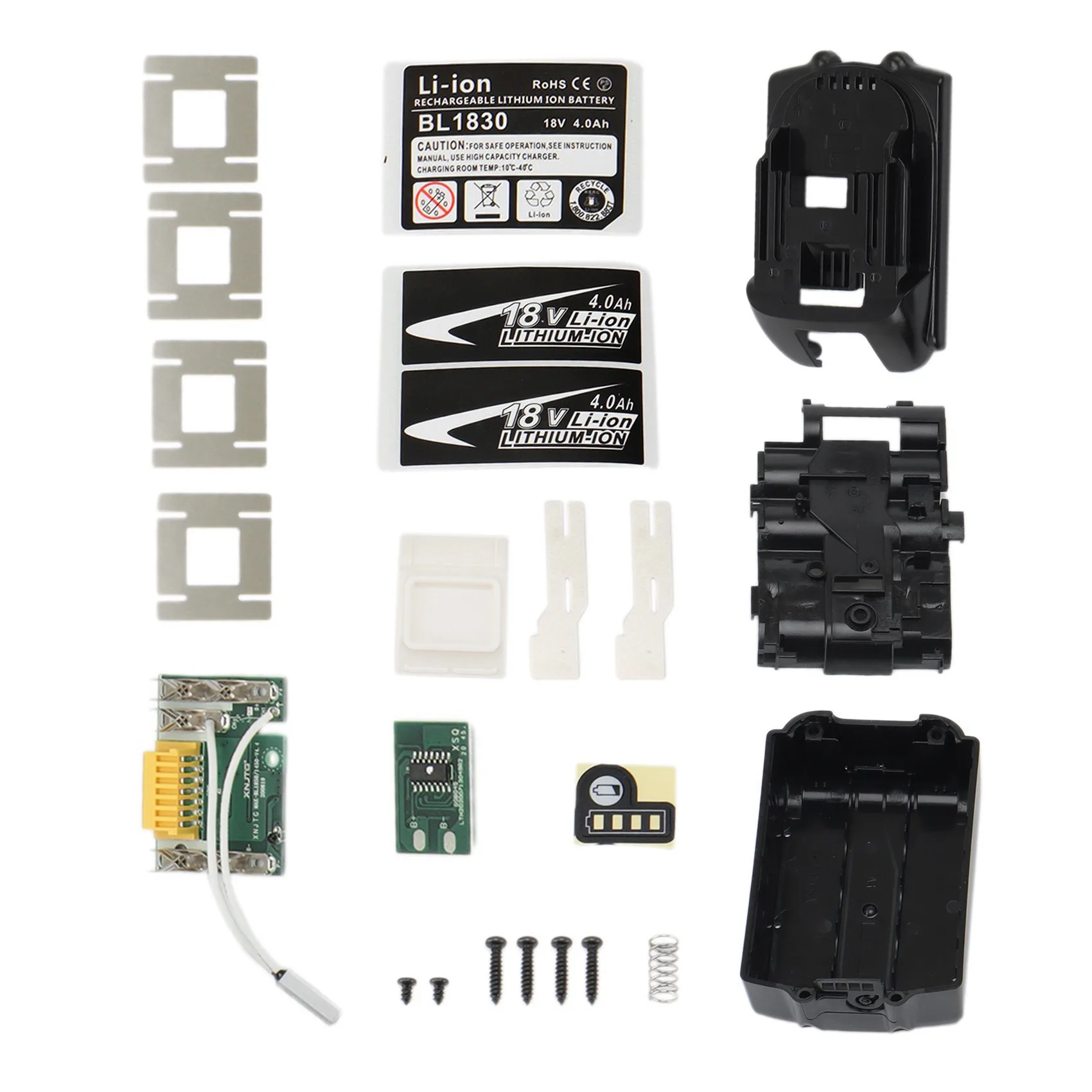 Li-Ion Battery Case Box Charging Protection Circuit Board for MAKITA 18V BL1830 LED Battery Indicator,4Ah Label