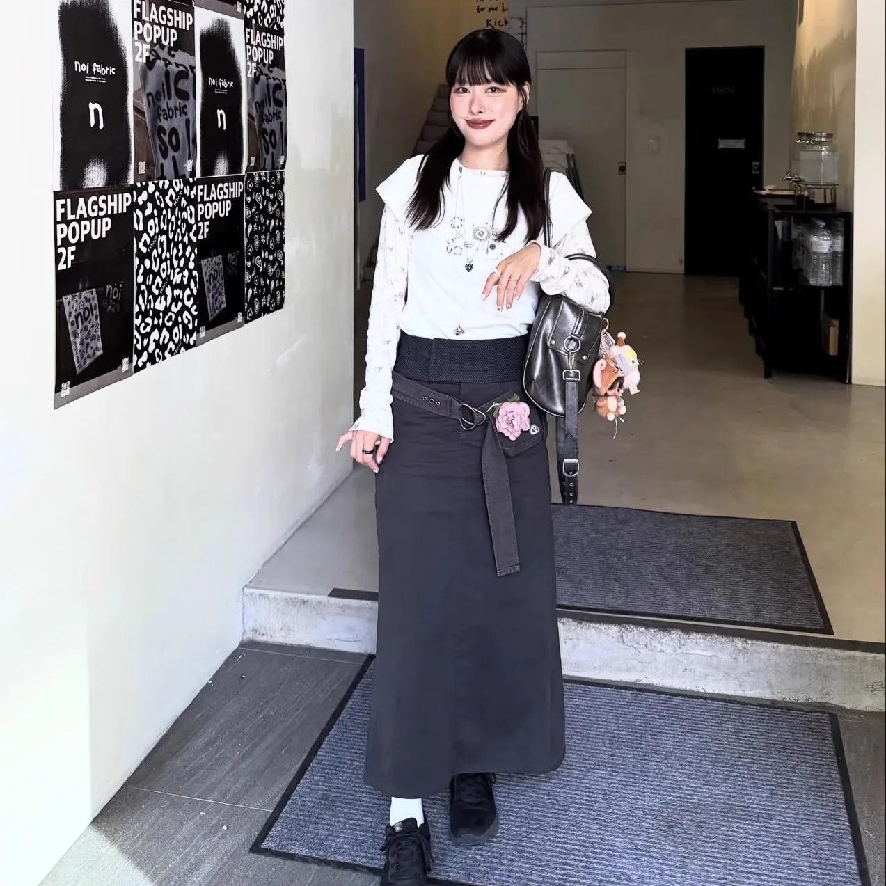 Coyseio Vintage Color Blo Long Slim Fit f Skirt with Waist Seal And Split High Waist Casual Sle for Ladies