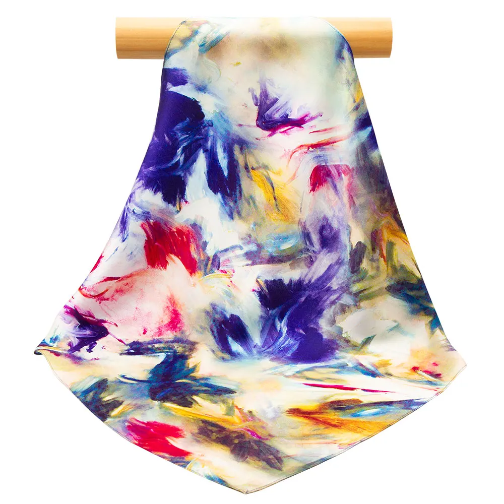 

53cm Natural Pure Silk Scarf Women Customizable Square Luxury Brand Designer Headband for Children Neck Handkerchief Man Gifts