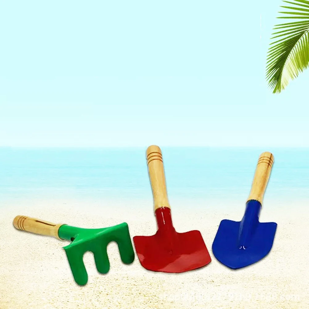 3pcs Mini Gardening Tools Set Kids Colorful Wood Handle Safe Environmental Toy Sand Play Tool Garden Tool Toy