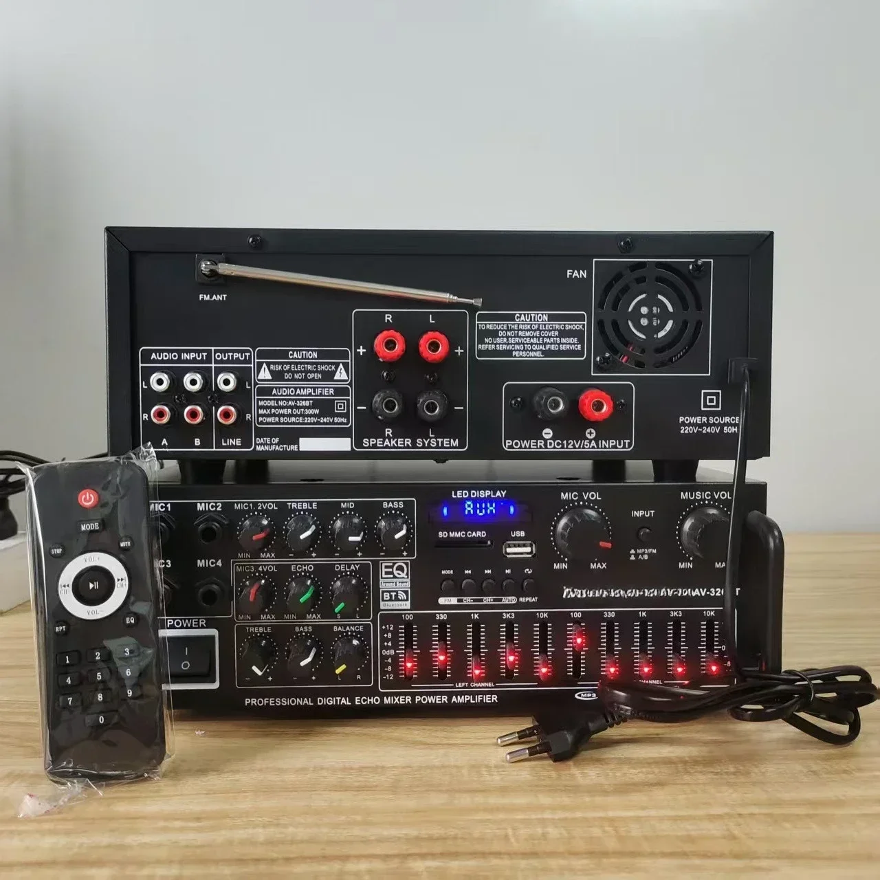 

Durable High-power Household Power Amplifier 12V/220V Bluetooth EQ Equalizer Car Outdoor Karaoke Dual-purpose Power Amplifi