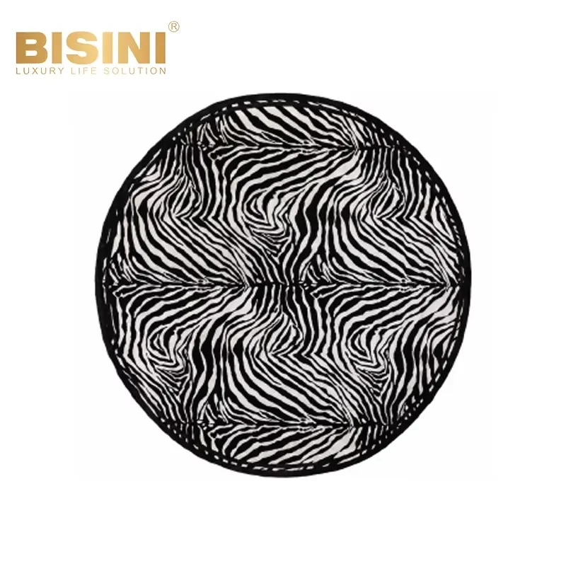Home Wear-resistant Round Carpet Black zebra Stripes Dirt-resistant Blanket Room Sofa Rug Modern Living Room Area Carpet