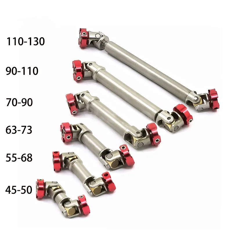 10Pcs Flange Stainless Steel Drive Shaft CVD Part 45-130mm for 1/10 RC Crawler Car Traxxas TRX4 TRX6 SCX10 D90 Capra 1/14 Tamiya