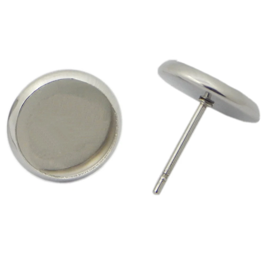 

40pcs Stainless Steel Earring Setting Post Cup Round Earstud Posts For Women Non-Fading Hypoallergenic Jewelry Components Gift
