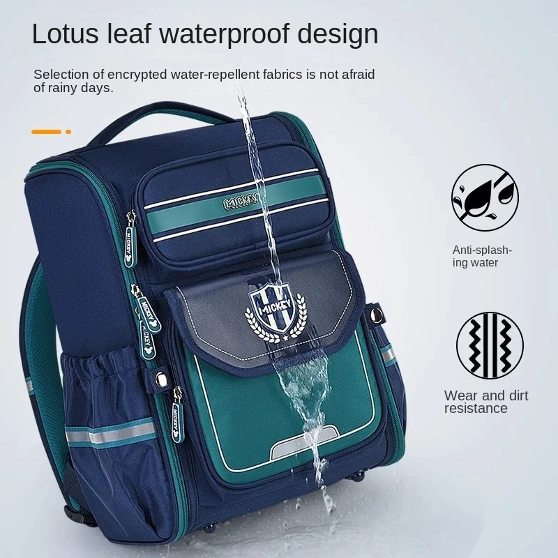 Disney Mickey Boy Girl School Bag Grade 1-6 Primary Student Shoulder Orthopedic Backpack Large Capacity Water Proof Mochilas