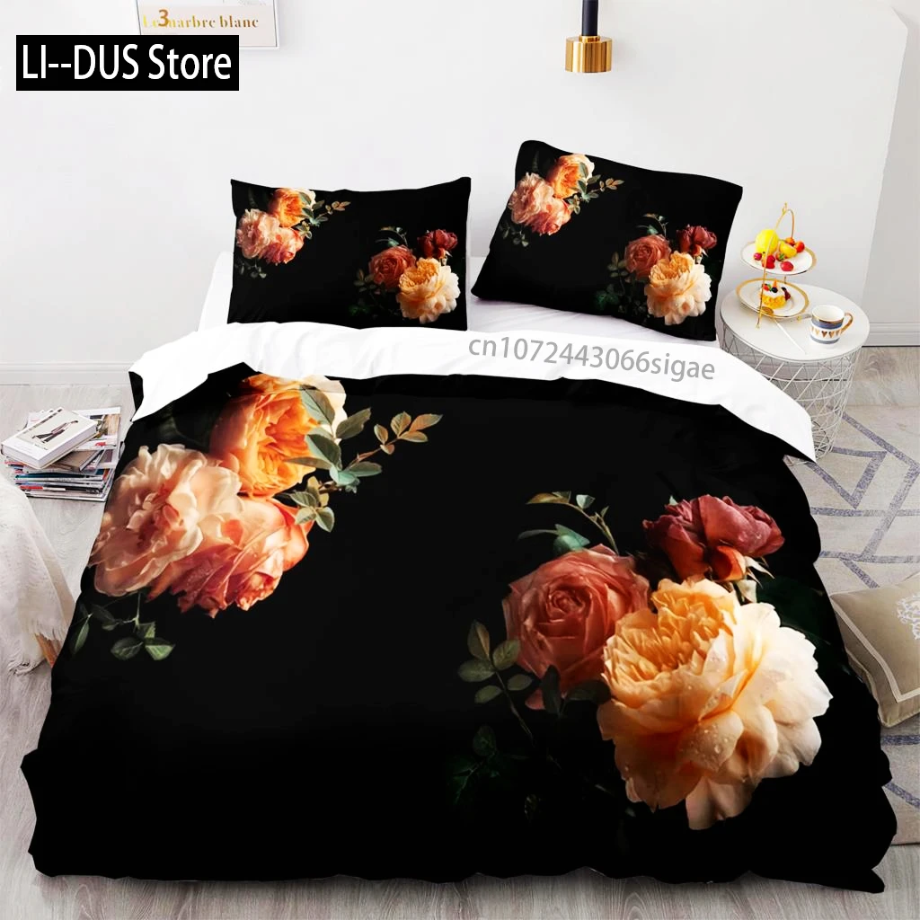 روز زهرة طقم سرير واحد التوأم كامل الملكة الملك الحجم الحب مدى الحياة طقم سرير غرفة نوم الكبار غطاء لحاف مجموعات ثلاثية الأبعاد طباعة 011