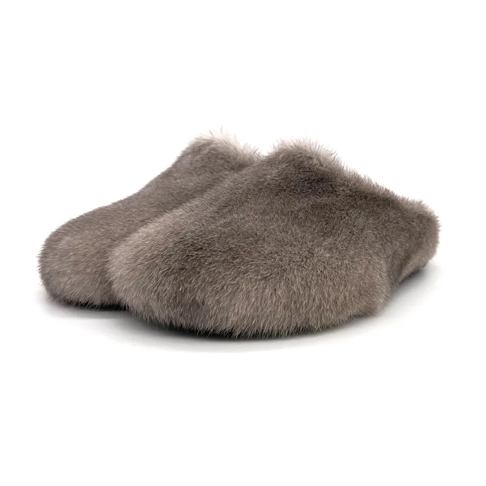 Mink Slippers Sandals Women\'s Shoes Real Mink Fur Slippers Luxury Fashion Ladies Furry Slipper  Girls Flat  Outside Slippers