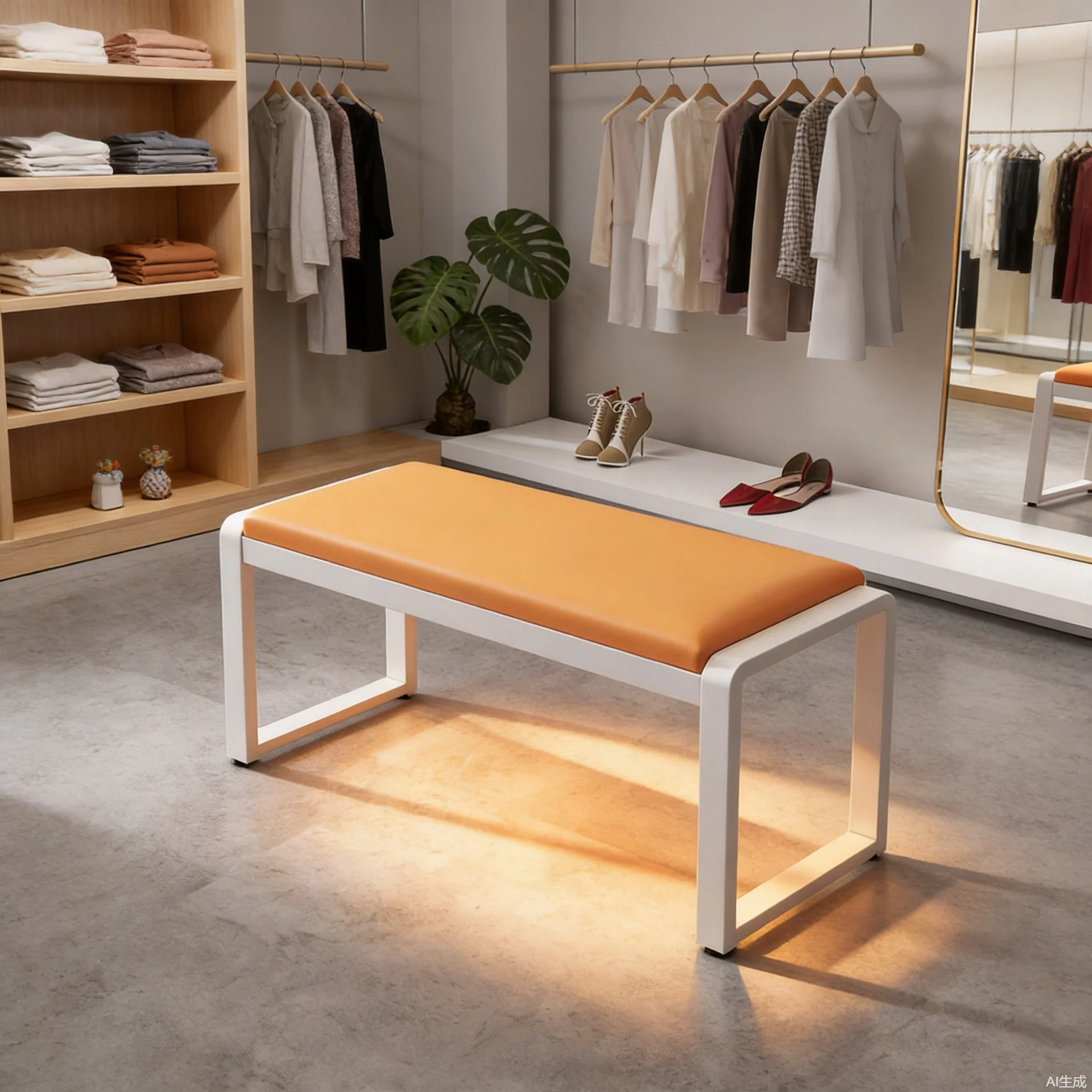 AOLIVIYA Door Entrance Shoe Rack With Seat Bench Changing Stool Storage Cabinet Light Luxury Square Bench Fitting Room