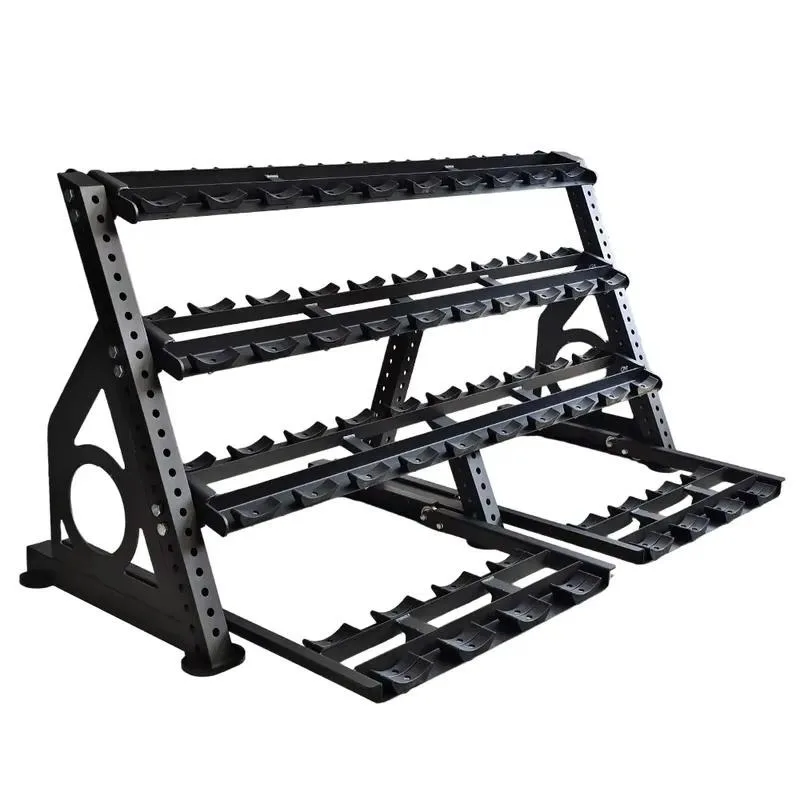 for Industrial Grade 4 Layer Adjustable Foldable Dumbbell Rack Heavy Duty Steel Structure Commercial Gym Storage Wholesale