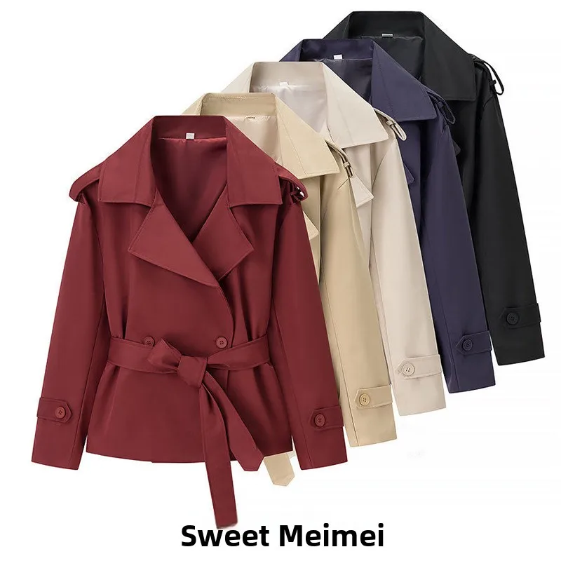 

Spring New Arrival Women's Jacket American Retro Style Long Sleeve Turn-down Collar Pure Color Bow-tied Short Coat Coat
