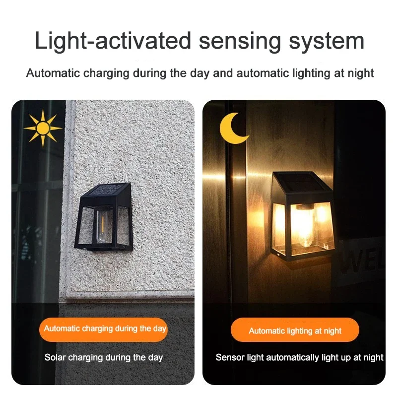 Solar Wall Lights for Outdoor Decor  Use Waterproof Tungsten Filament Wall Lights for Outdoor Decor and Fence Lighting