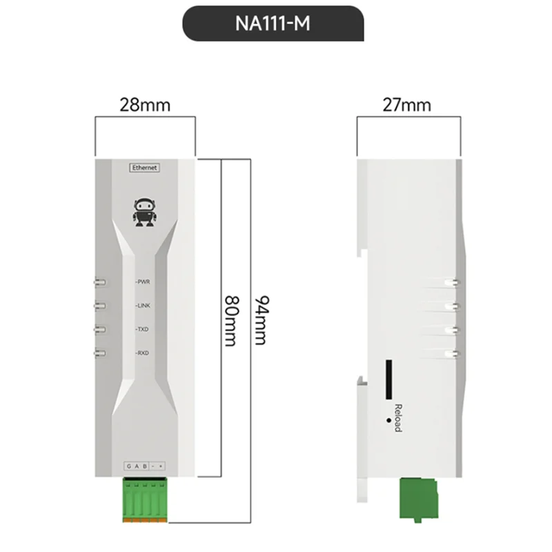 MQTT RS485 To Ethernet Serial Server DC 8-28V RJ45 RS485 Interface TCP/UDP Modbus Industrial Grade AT Small Size NA111-M