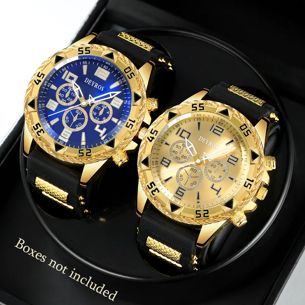 2pcs Men'S Fashion Luxury Round Quartz Watches - Perfect for Daily Wear And Gift Occasions, Birthday Presents