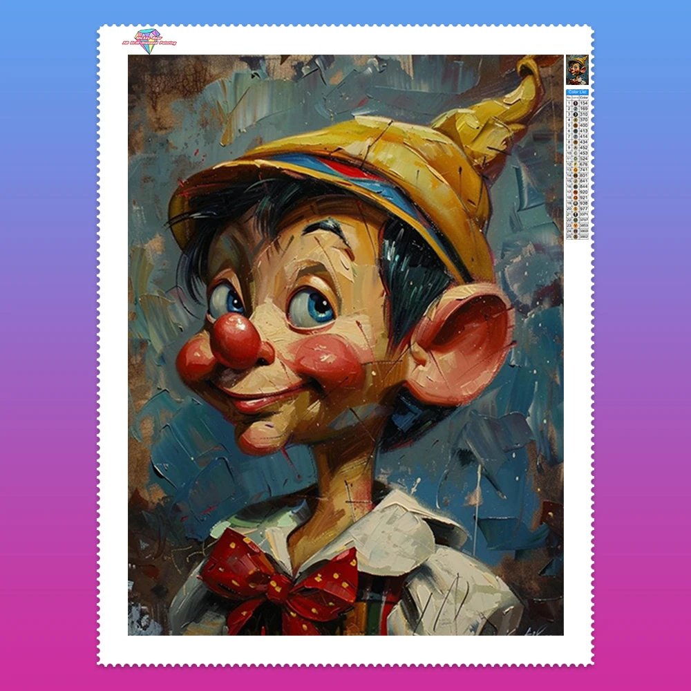 

Long Nose Puppet DIY Diamond Painting Kit Puppet Boy Home Wall Decoration Rhinestone Embroidery Cross Stitch Art Creative Gift