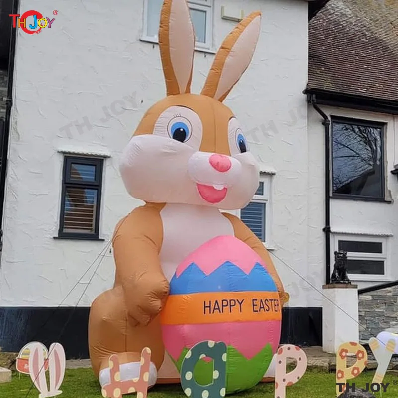 

free air shipping 26FT Tall Easter Inflatable Decoration Bunny Easter Egg Painter Easter Decorations Outdoor Blow Up Rabbit