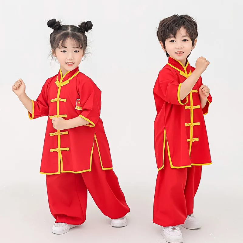New Children's Practice Clothes Chinese Kung Fu Martial Arts Training Clothes Children's Embroidery Performance Clothes