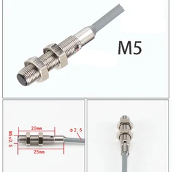 M5 ultra-miniature inductive proximity switch sensor flush mount NPN PNP distance 0.8mm 1mm 1.5mm