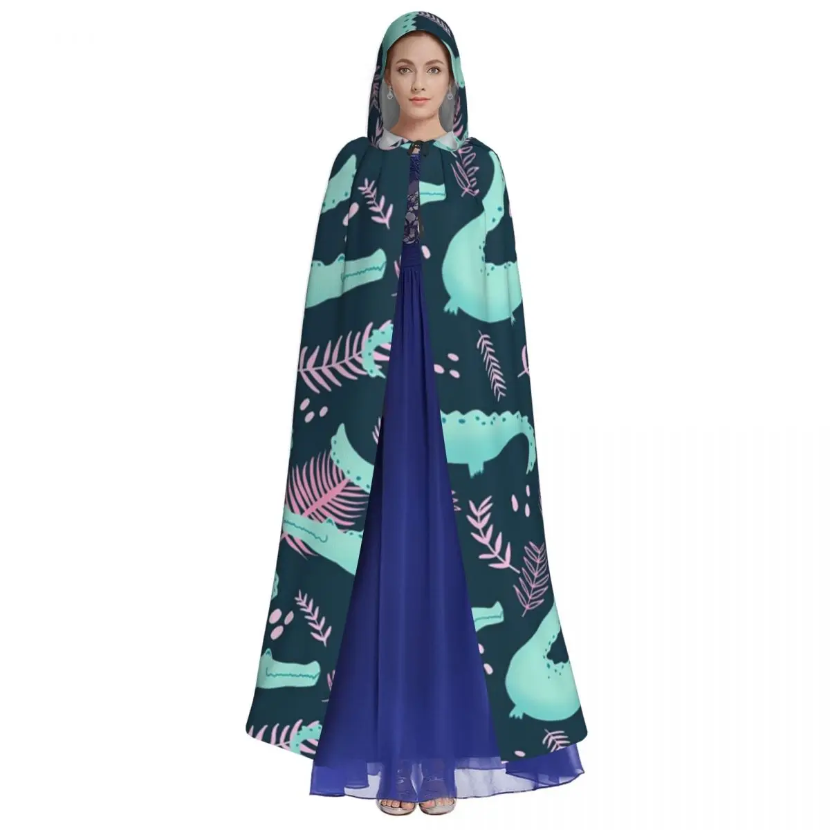 سعيد التمساح نمط طويل مقنعين عباءة الساحرة القرون الوسطى زي تأثيري كيب هالوين معطف الكبار للجنسين