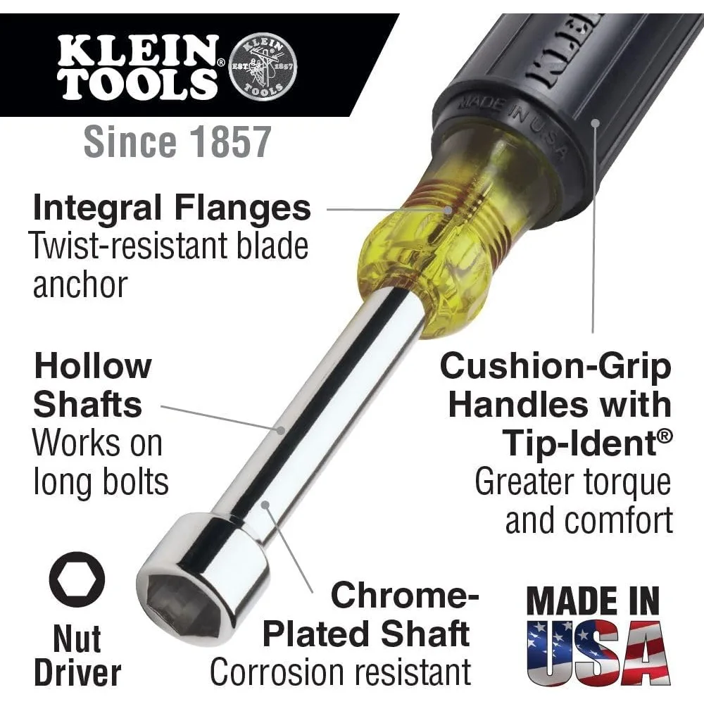 مجموعة مفكات صامولة مصنوعة أمريكية بمقاسات صامولة سداسية 3/16، 1/4، 5/16، 11/32، 3/8، 7/16، و1/2 بوصة على عمود 3 بوصة #2