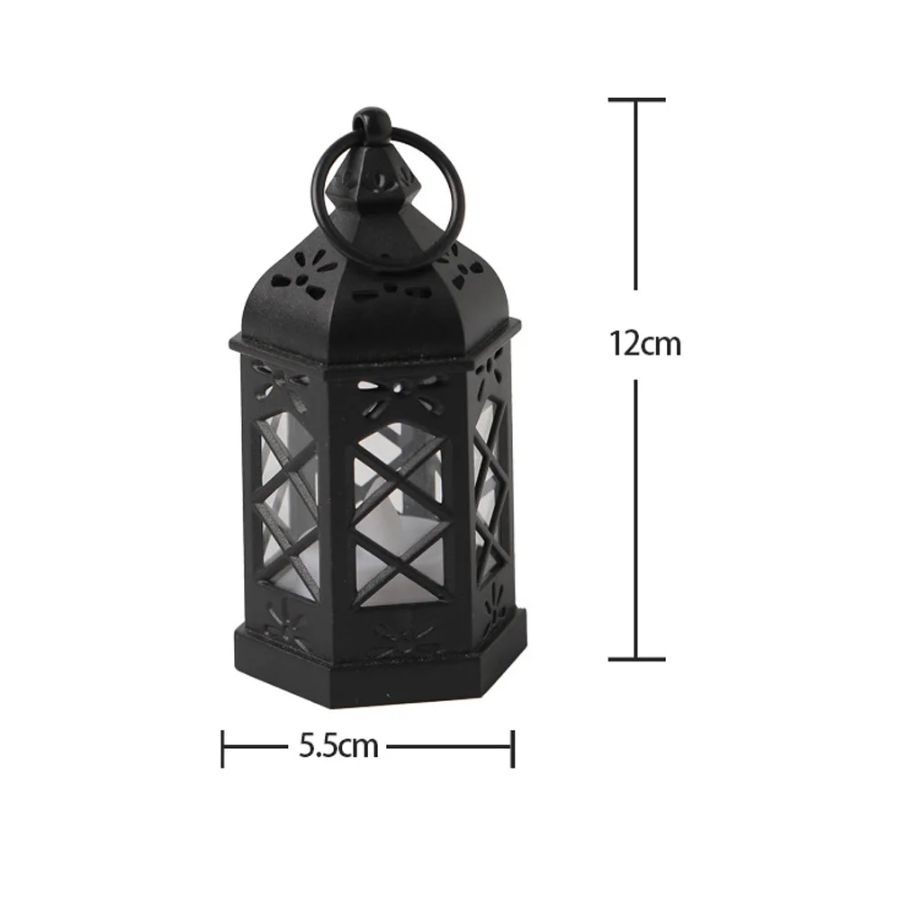 유럽 레트로 육각 촛불 바람 램프, 크리스마스 휴대용 소형 오일 램프, 할로윈 홈 장식 조명