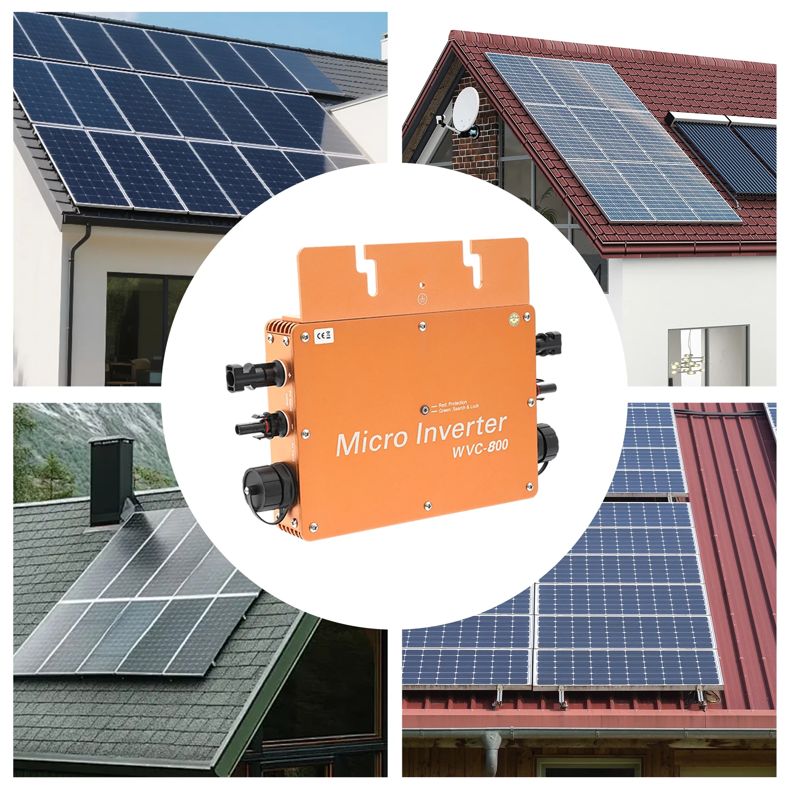 Inversor de energía solar de 800 W, inversor de energía solar con pantalla LCD, CC 22-50 V, utilizado en áreas residenciales o comerciales, escuelas