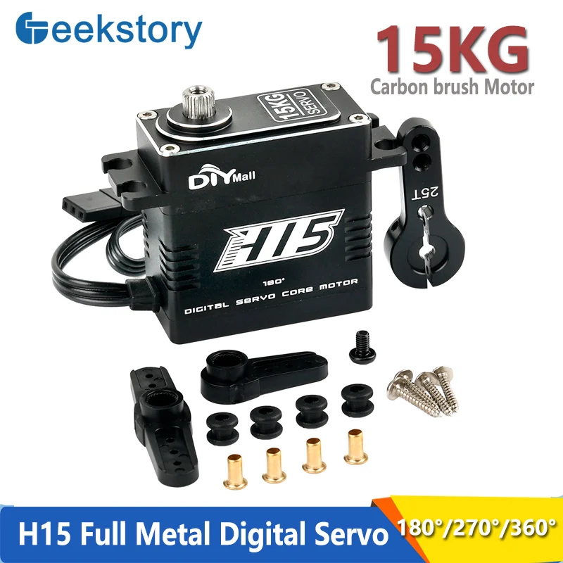 

15KG Full Metal Digital Servo Carbon Brush Motor Metal Gear 180°/270°/360° Servo DIY For RC Car Truck Helicopter Robot Toy Parts