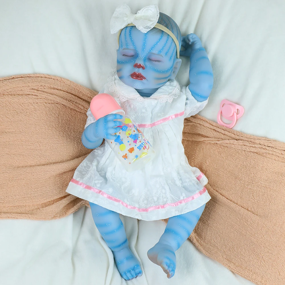 18 pollici Loulou Avatar Full Body Vinile Reborn Baby Doll Fatto a mano Realistica Pittura 3D Reale Del Bambino Del Silicone Neonato Bambino Bebe Doll