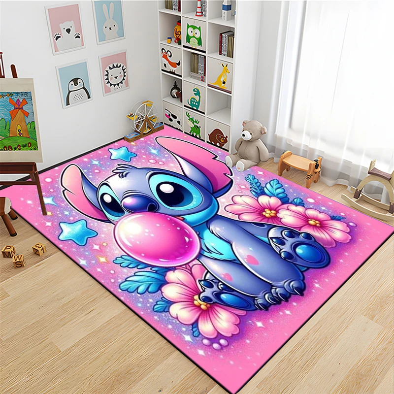 Disney-alfombra antideslizante de Lilo Stitch para niños, Alfombra de área grande 3D para el hogar, sala de estar, dormitorio de bebé, sofá,