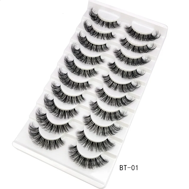 Invisible band Lashes 10 Pairs 3D Faux Mink Lashes Natural short Transparent Terrier Lashes Clear Band Soft Eyelashes Extension